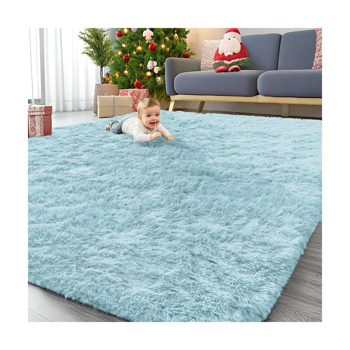 OLANLY 9x12 Machine Washable Large Area Rugs for Living Room, Bedroom, Soft Fluffy Shaggy Bedside Rug, Indoor Floor