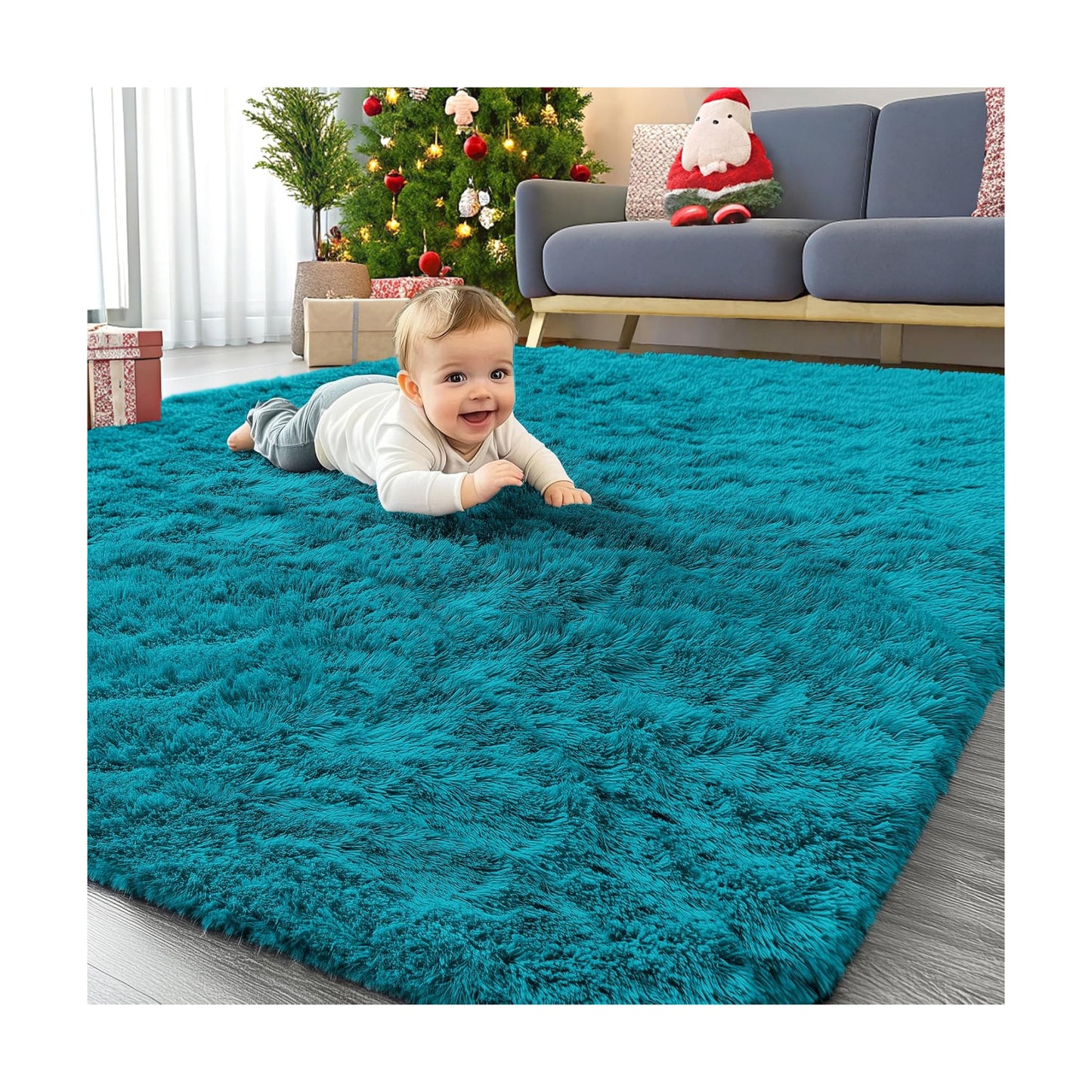 OLANLY Area Rugs for Living Room Bedroom, Machine Washable 4x5.9 ft Soft Fluffy Shaggy Bedside Rug, Indoor Floor Carpet
