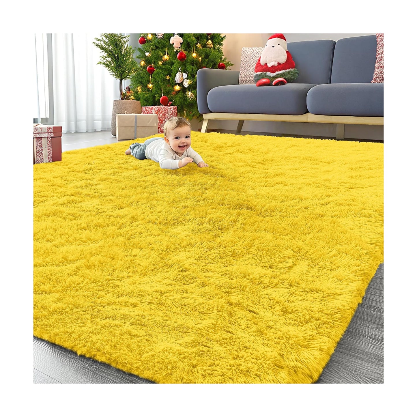 OLANLY 9x12 Machine Washable Large Area Rugs for Living Room, Bedroom, Soft Fluffy Shaggy Bedside Rug, Indoor Floor