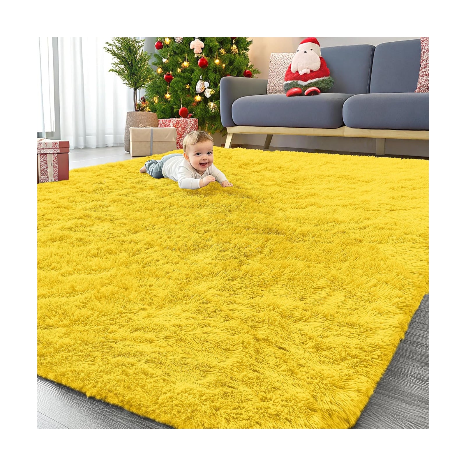 OLANLY 9x12 Machine Washable Large Area Rugs for Living Room, Bedroom, Soft Fluffy Shaggy Bedside Rug, Indoor Floor