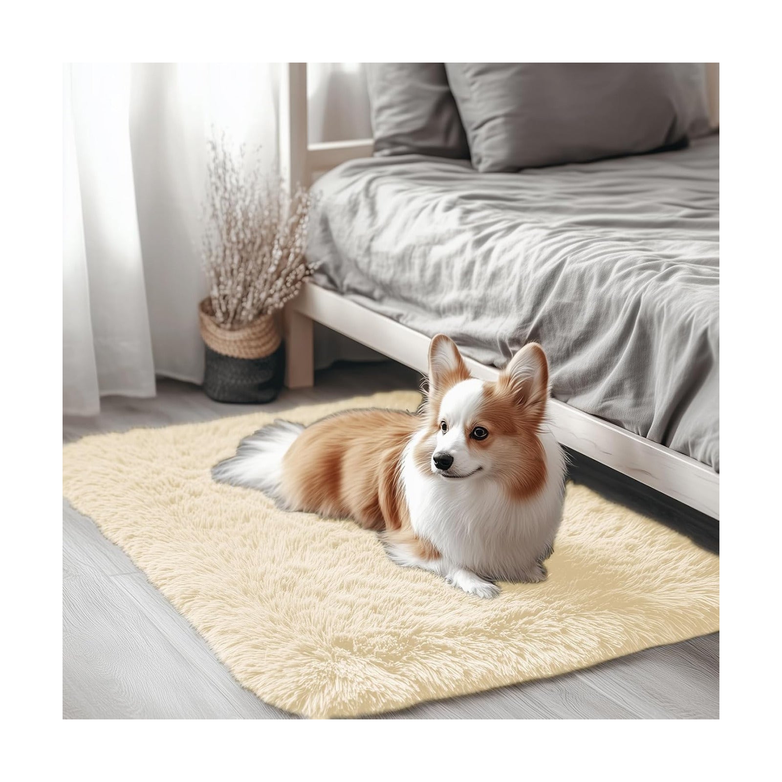 OLANLY 2x3 Machine Washable Small Bedside Rug, Soft Fluffy Shaggy Entryway Throw Rugs for Bedroom, Living Room, Indoor