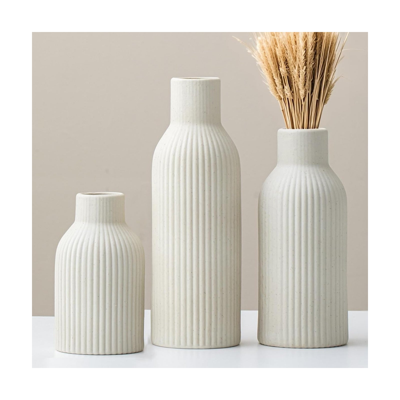 Modern Ceramic Vases / Beige / Set of 3