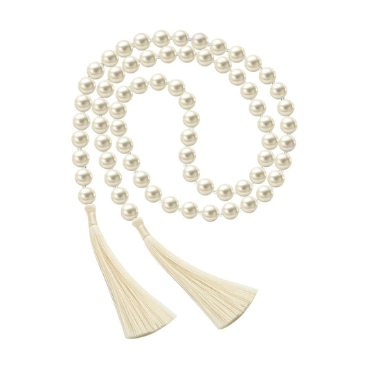 Tassels 16mm Pearl Glass Bead Garland Boho Wedding Table Decor Healing Bead / Beige / 58 Inch