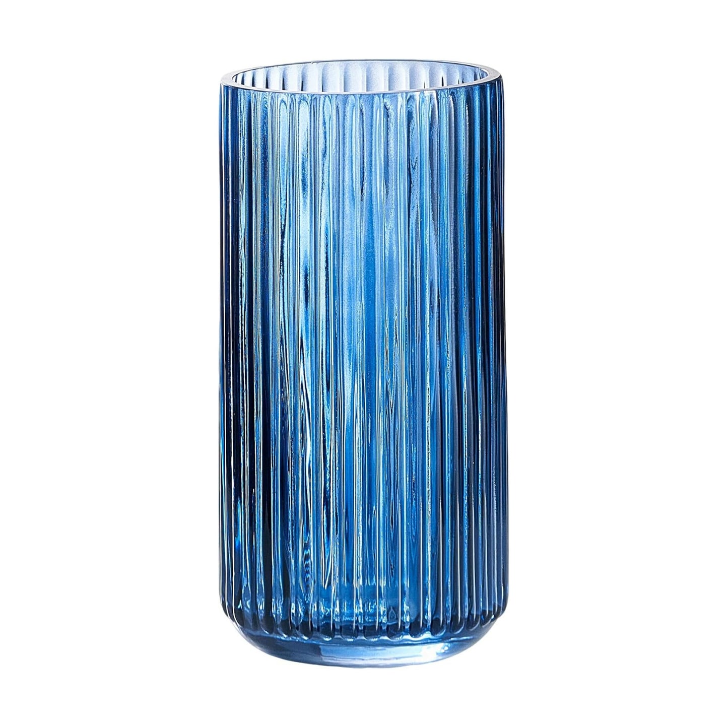 Glass Flower Vase for Pampas Grass / Blue / 7.5 Inch