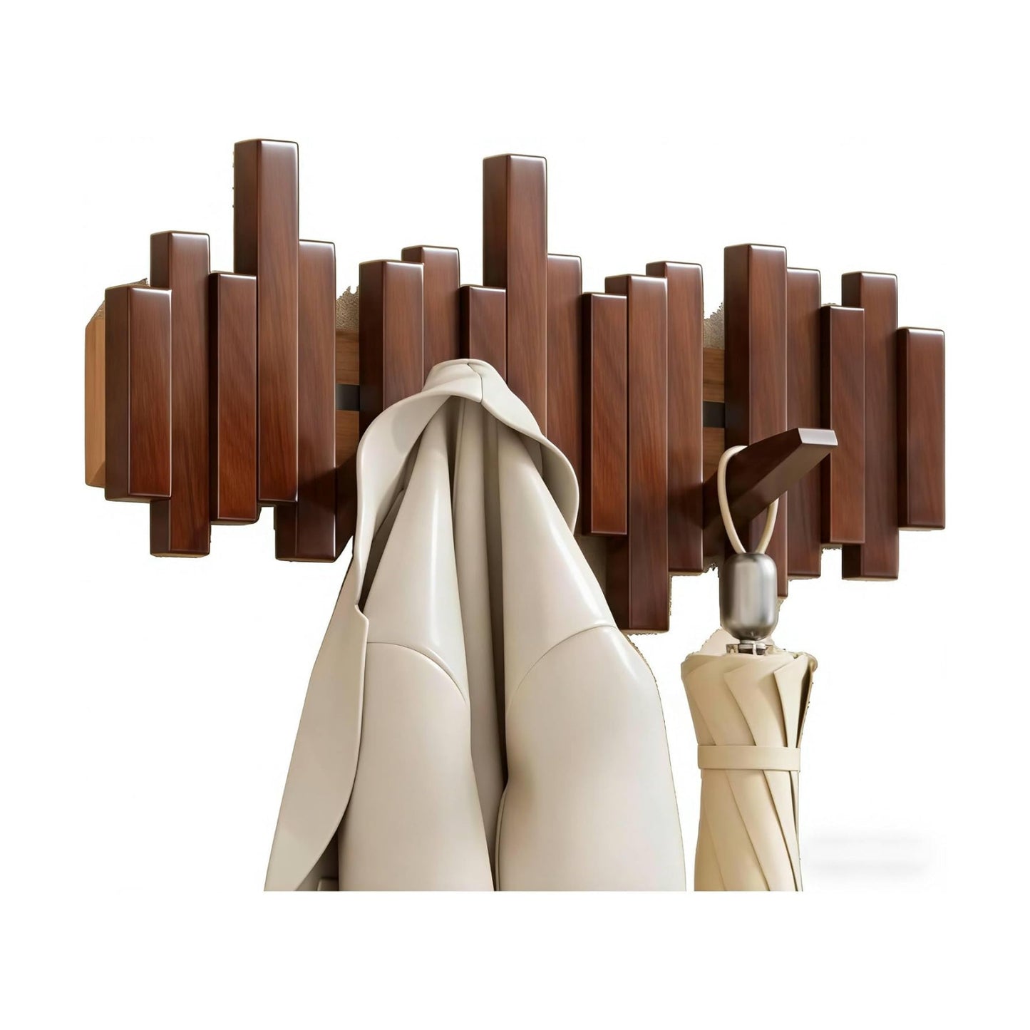 Wooden Magnetic Wall Hooks / Walnut / 6hooks