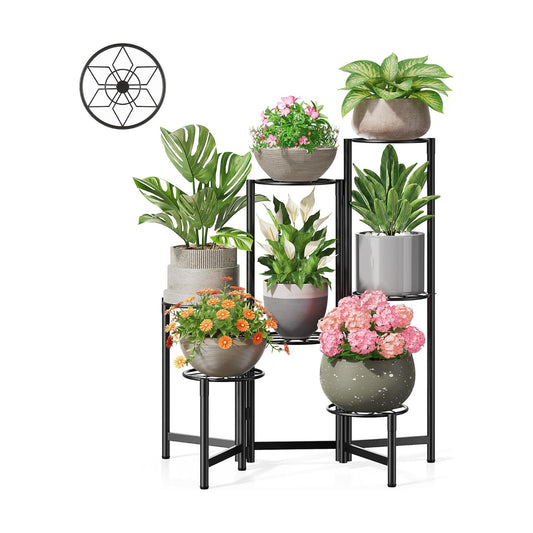 7 Tier Metal Patio Plant Stand Outdoor, Heavy Duty Flower Stands for Indoor Plants, Floding Tall Corner Shelf for
