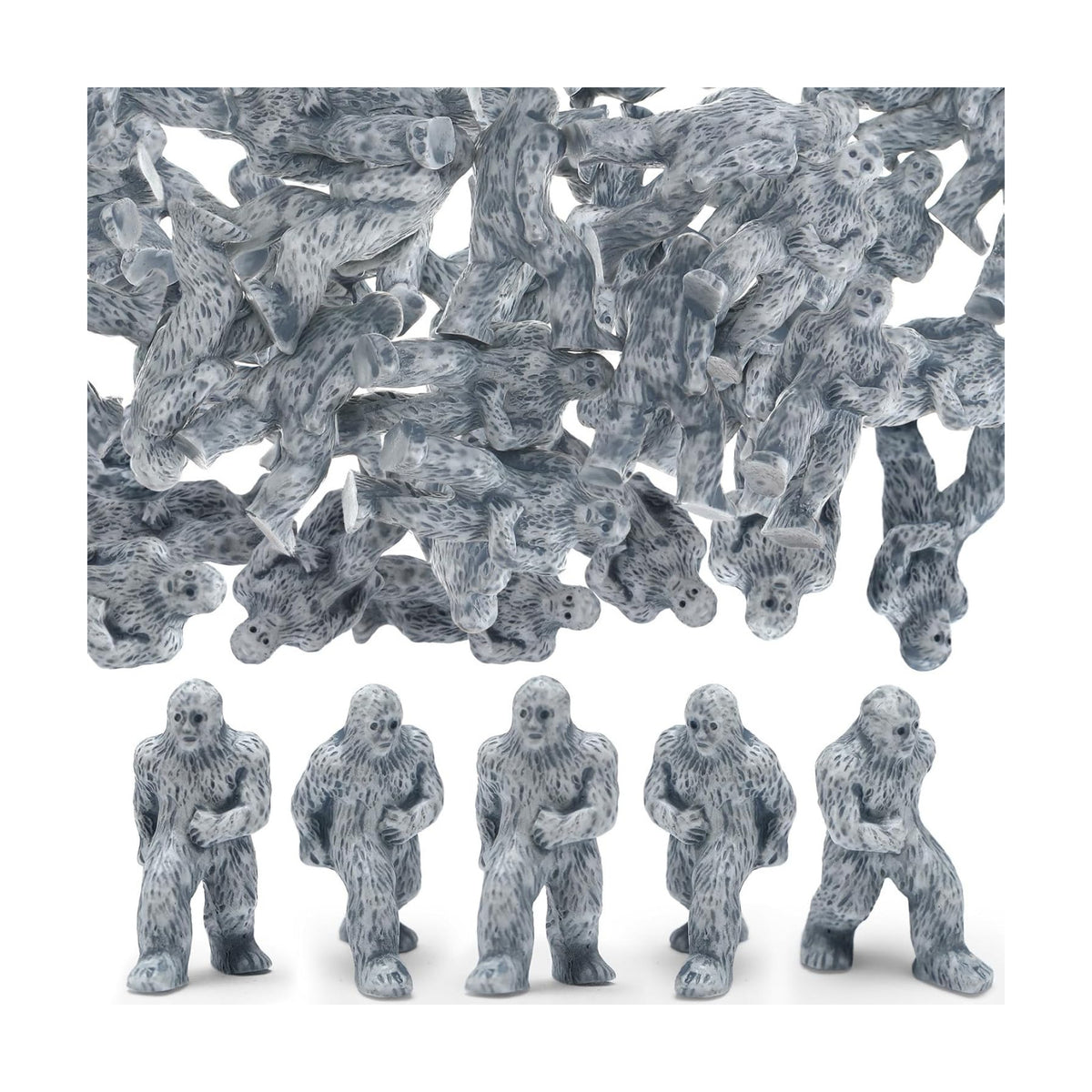 RoundFunny 100 Packs Bigfoot Figurine Small Resin Sasquatch Figurine Bulk