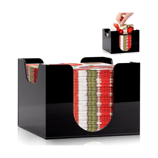 Acrylic Cocktail Napkin Holder Deep for Napkin Bar Napkin Holder Caddy Square Paper / Black / 5 x 5