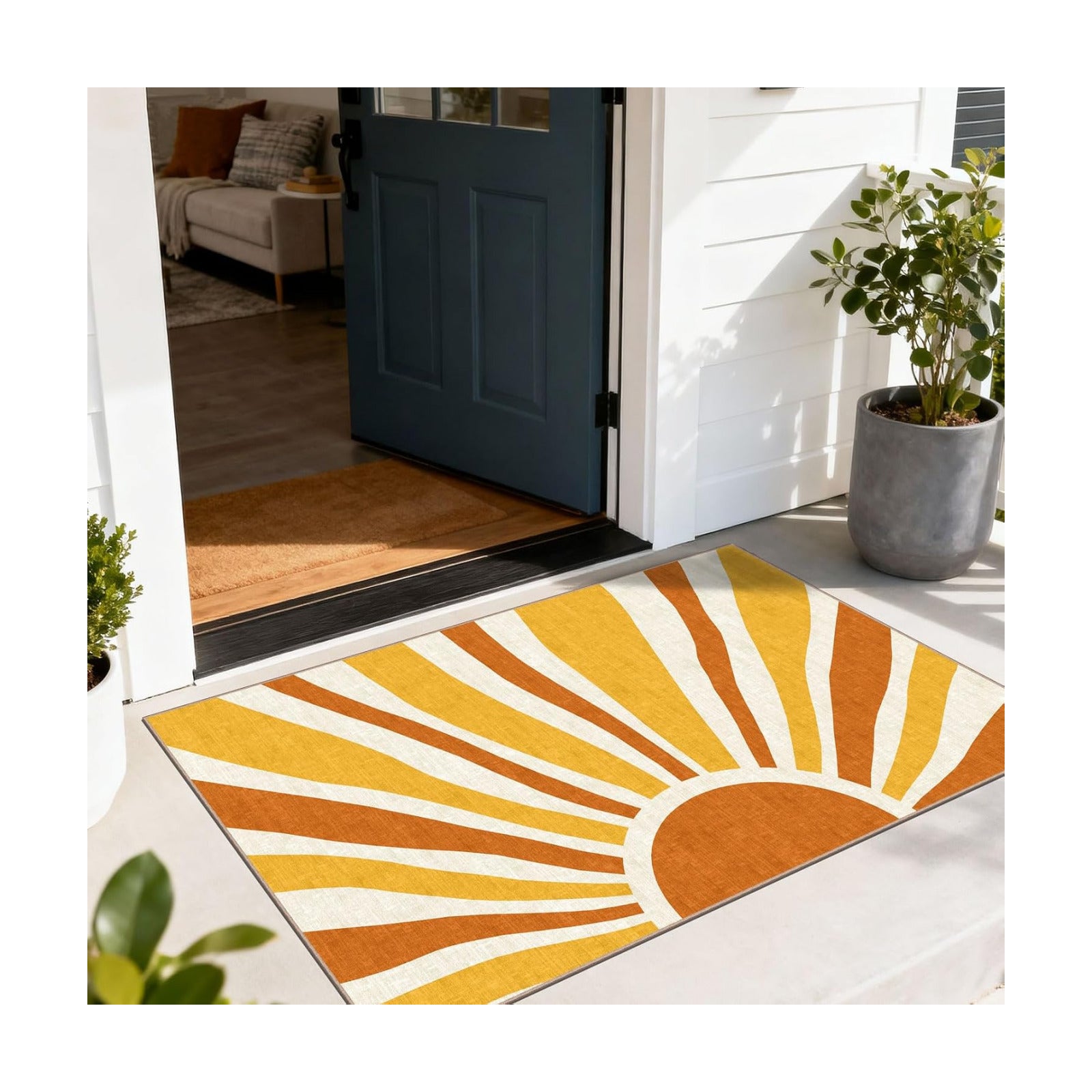 Boho Outdoor Rug - 28" x 43" Front Door Mat Indoor Outside Entrance