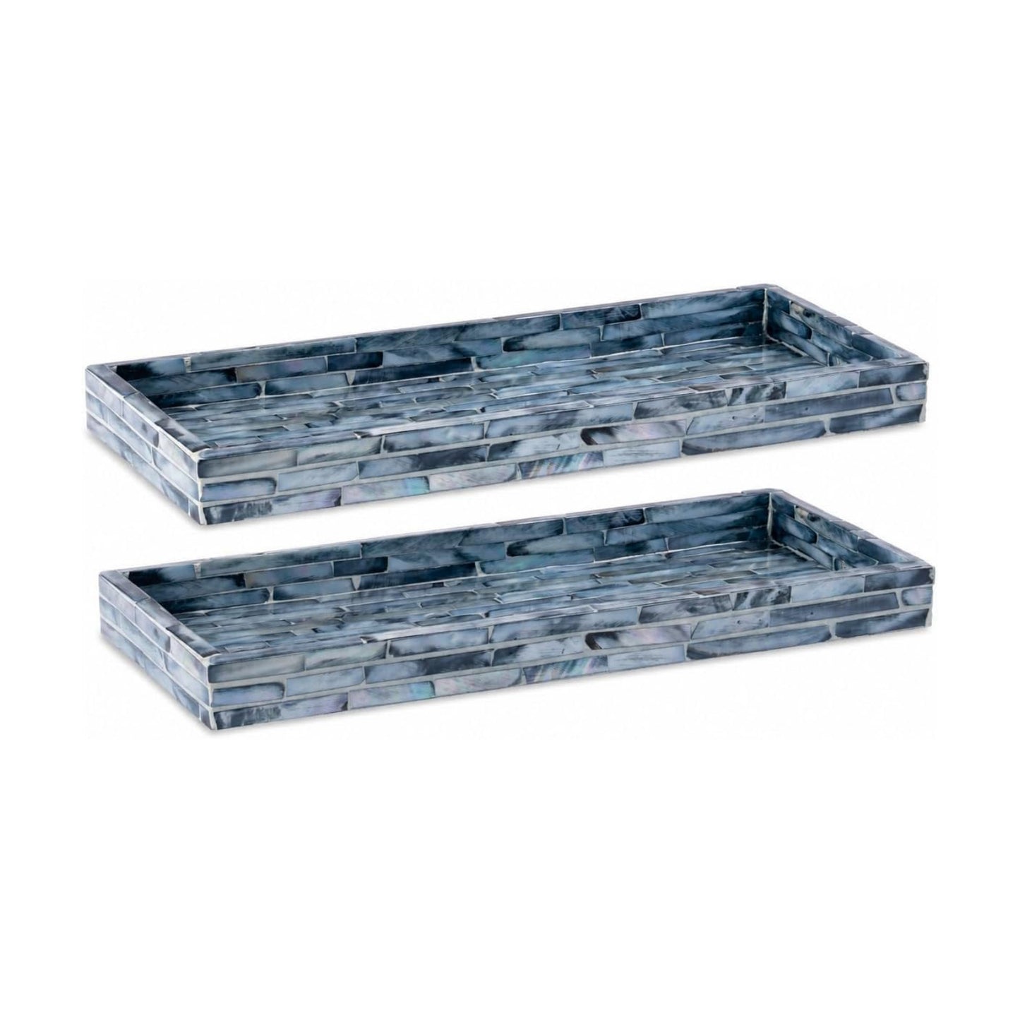 Mother of Pearl Tray / Blue / Set of 2