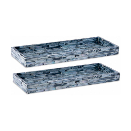 Mother of Pearl Tray / Blue / Set of 2
