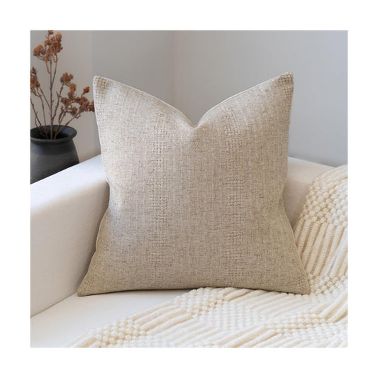 Decorative Neutral Throw Pillow Covers Farmhouse Pillow Covers Cotton / Waffle Stripe / 18 x 18
