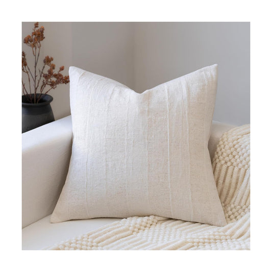 Decorative Neutral Throw Pillow Covers Farmhouse Pillow Covers Cotton Check / Beige Check / 18 x 18