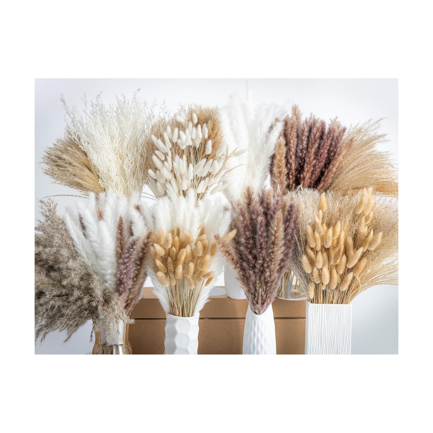 Dried Pampas Grass Boho Home Decor Bouquet Phragmites Dried Flowers Bouquet / Natural / Set of 650