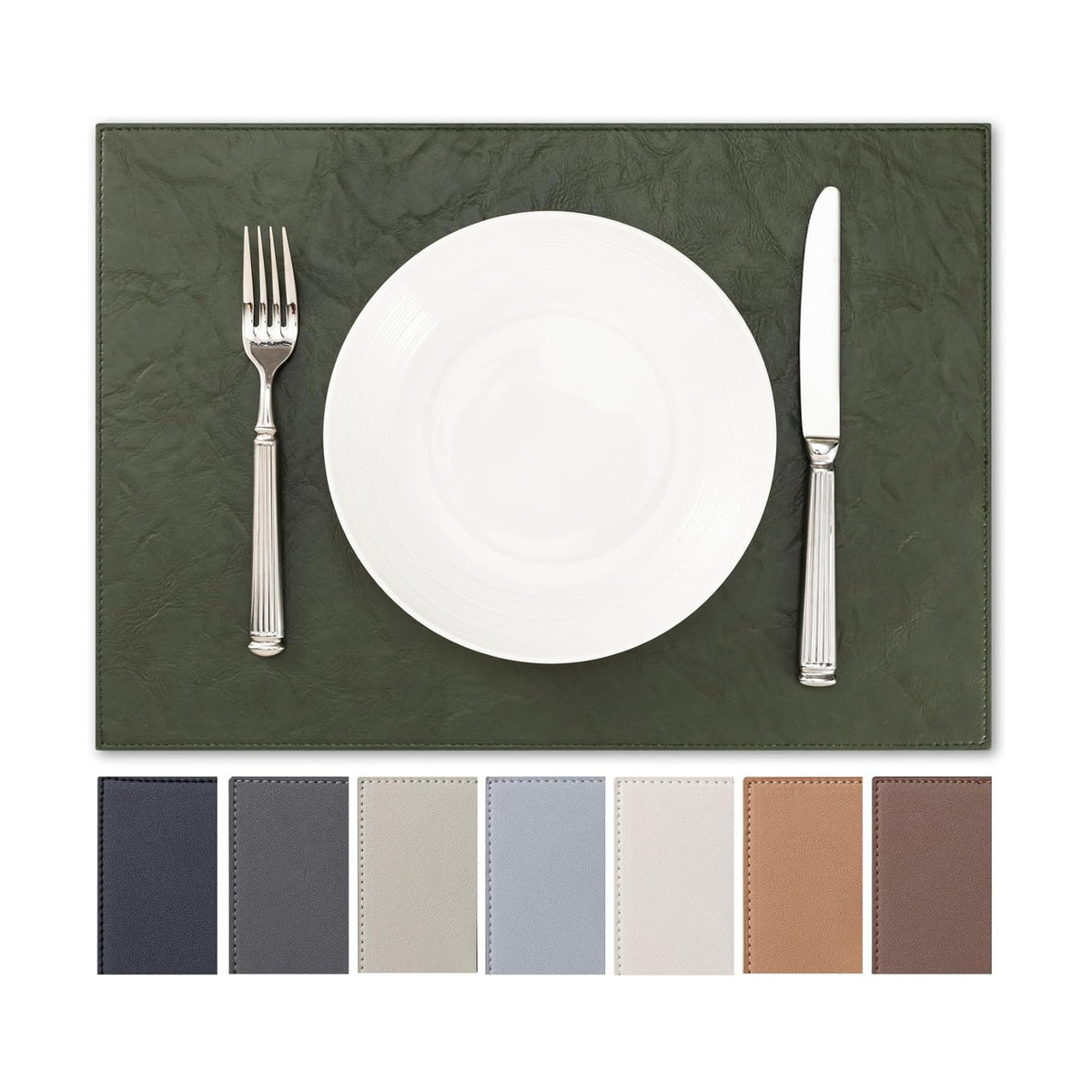 Baroyal Faux Leather Placemats Set of 12 Vinyl Washable Wipeable Table Mats for Kitchen Dining Table Heat Resistant