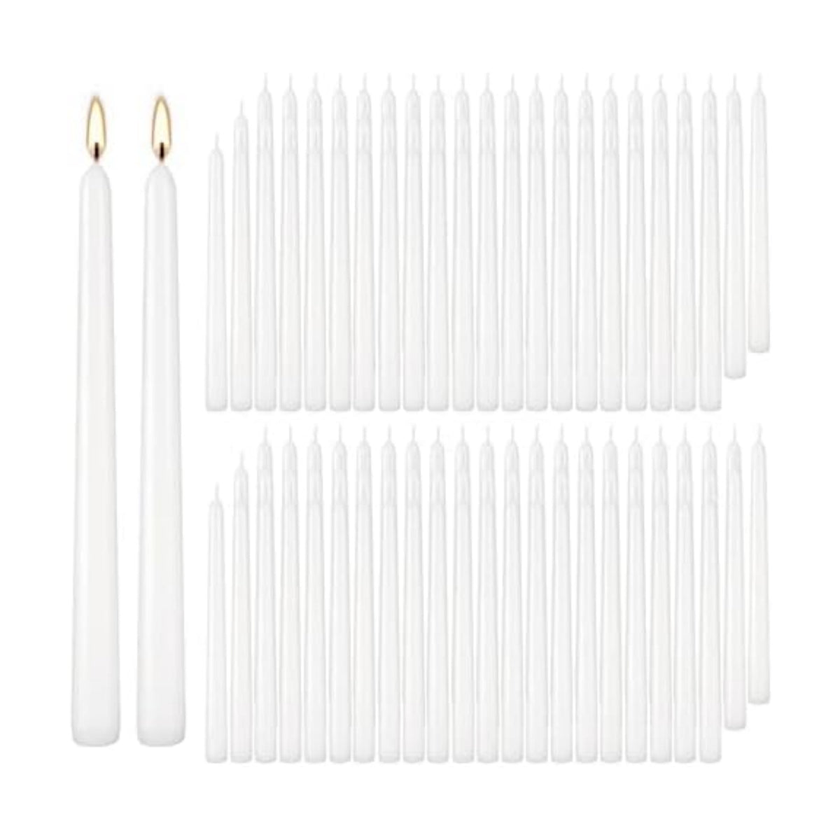 YOROXRG 100Pack White Taper Candles, 7-8 Hours Burn Time, Unscented, Smokeless and Dripless, 0.75 x 10 Inch Dinner Candle Set for Household, Wedding, Party and Home Décor Candlesticks