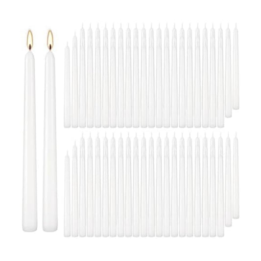 YOROXRG 100Pack White Taper Candles, 7-8 Hours Burn Time, Unscented, Smokeless and Dripless, 0.75 x 10 Inch Dinner Candle Set for Household, Wedding, Party and Home Décor Candlesticks