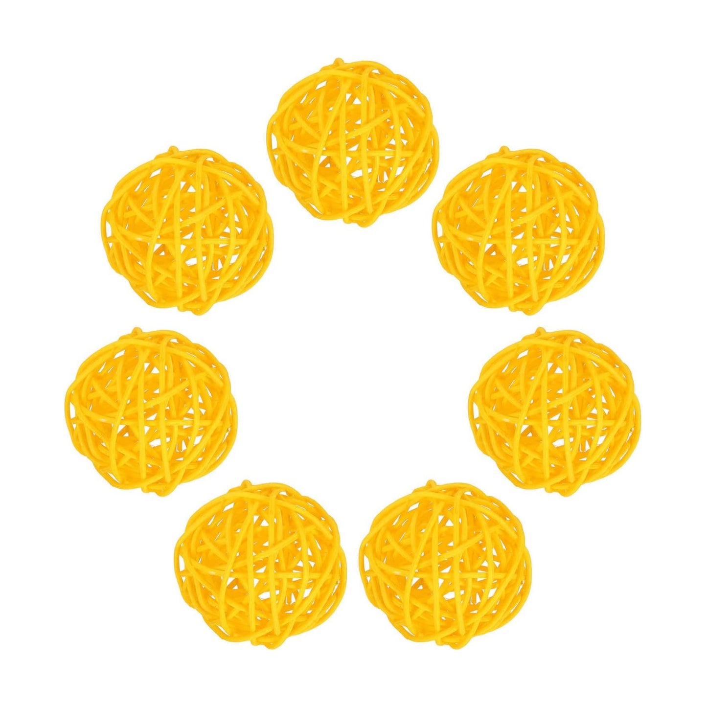 Wicker Rattan Balls for Bowl Centerpiece Dia Rattan Wicker Twig Orbs / Yellow / 2 Inch / Set of 7