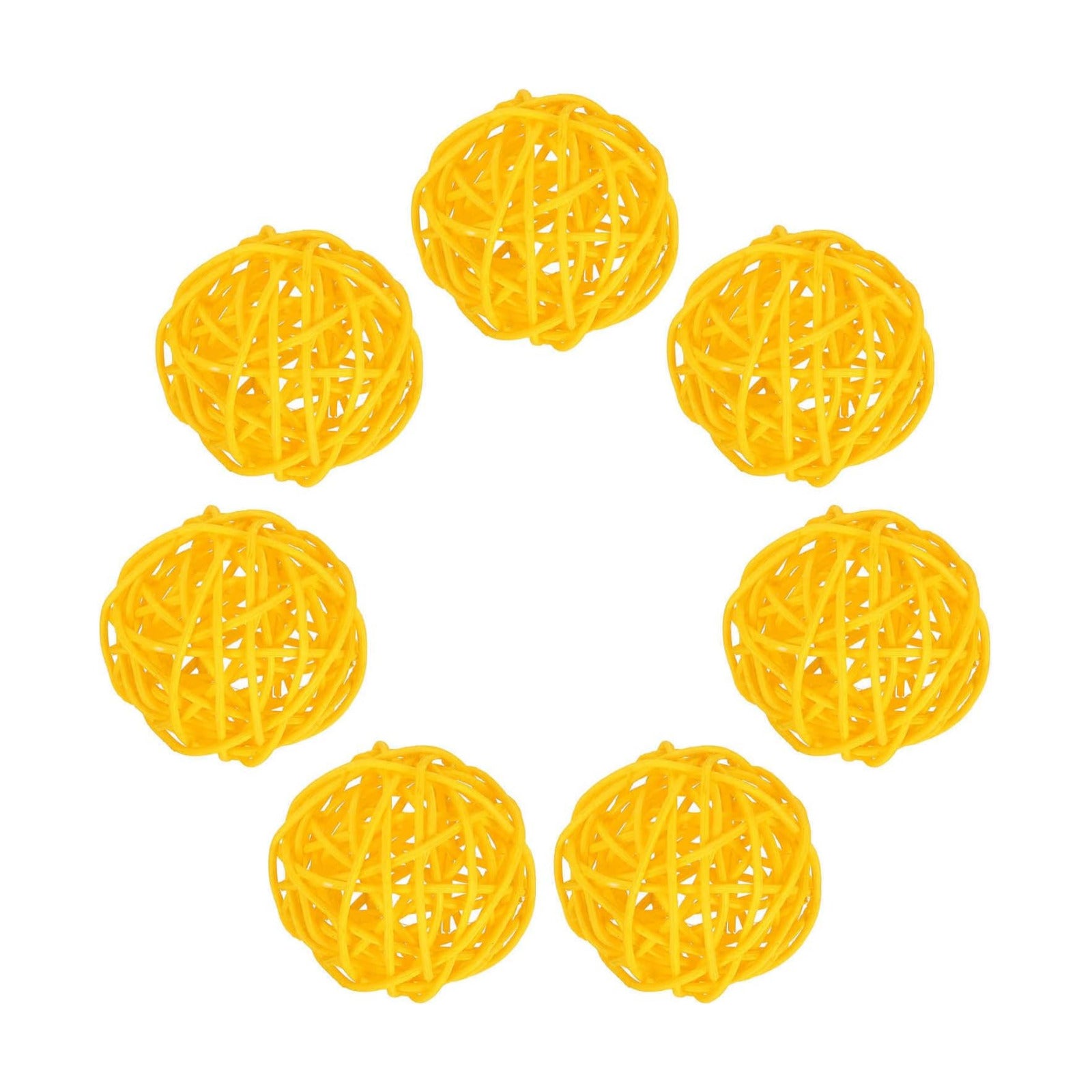 Wicker Rattan Balls for Bowl Centerpiece Dia Rattan Wicker Twig Orbs / Yellow / 2 Inch / Set of 7