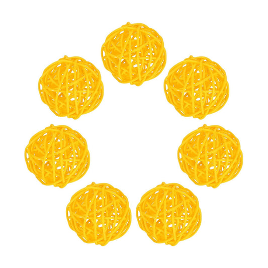 Wicker Rattan Balls for Bowl Centerpiece Dia Rattan Wicker Twig Orbs / Yellow / 2 Inch / Set of 7