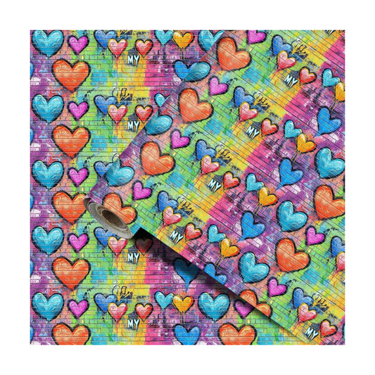 Wall Decal in Heart Graffiti Peel and Stick / Colorful0902 / 78.7 x 15.7