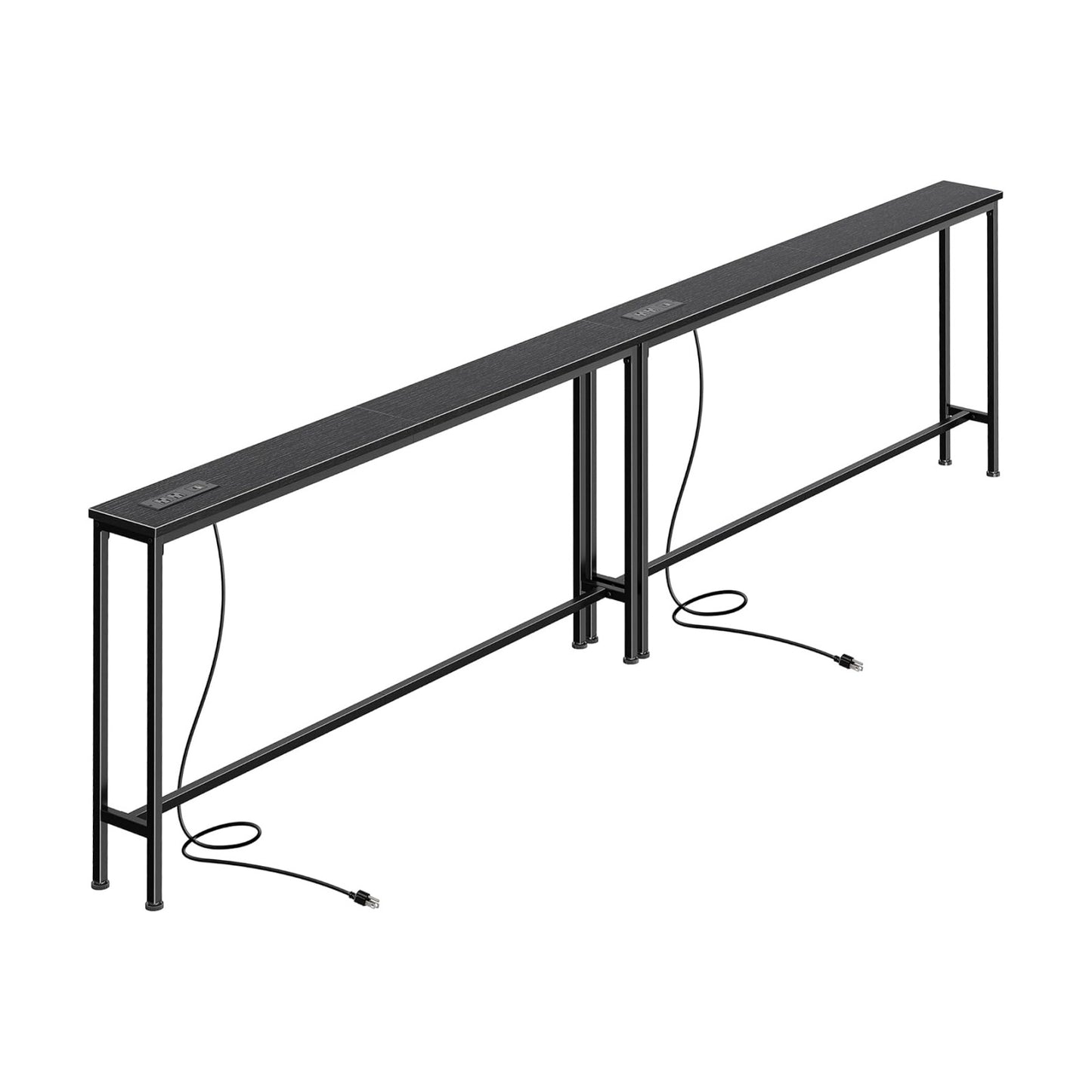 SUPERJARE 110.2 inch Narrow Behind Couch Table with Charging Stations