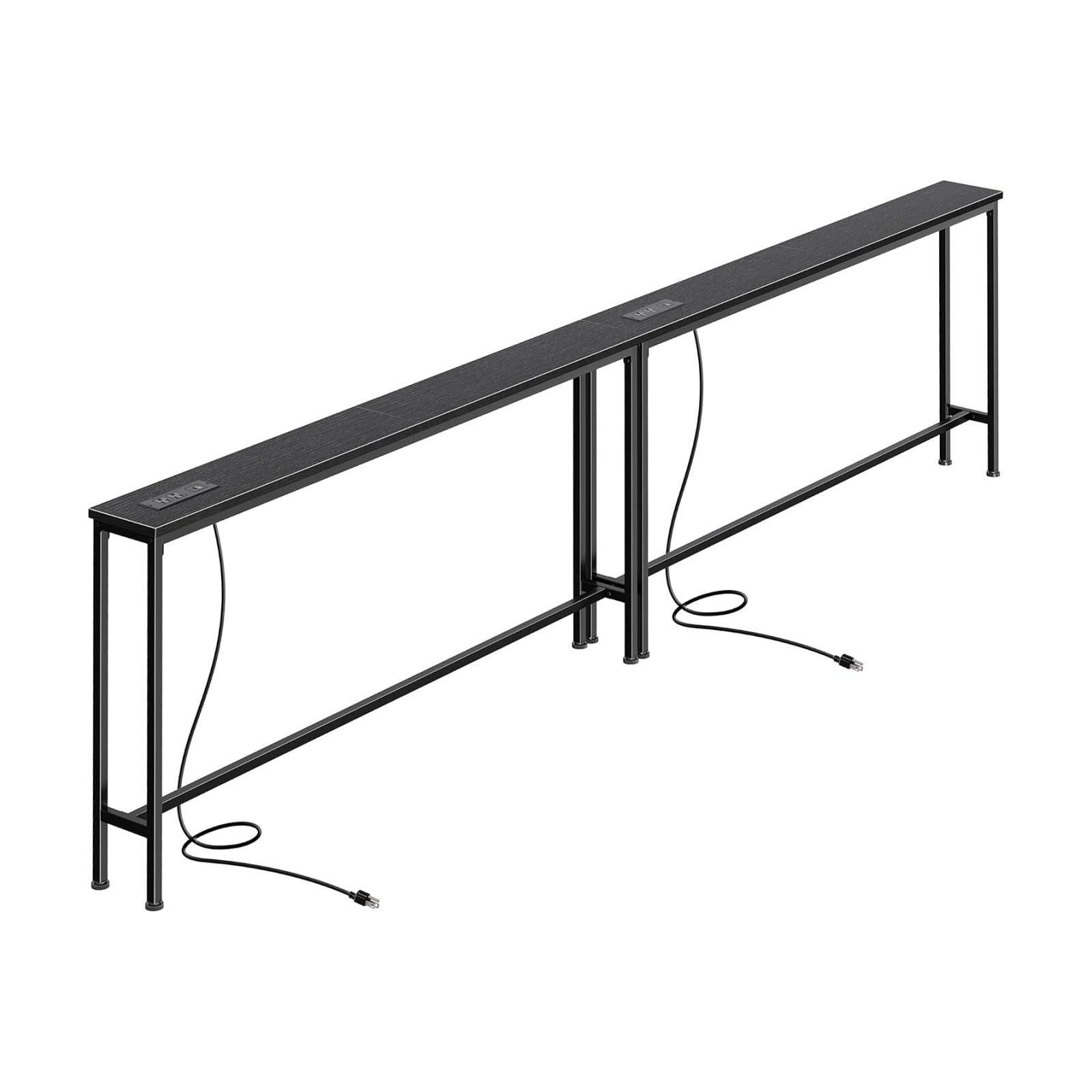 SUPERJARE 110.2 inch Narrow Behind Couch Table with Charging Stations