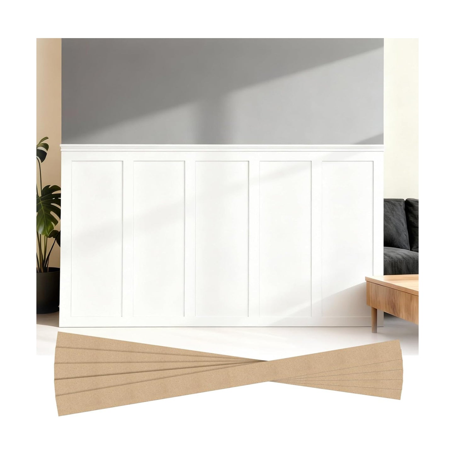 in Mdf Board and Batten Wall Panel Kit Premade Wainscoting Panels / 94.5 x 47.2 / Set of 2