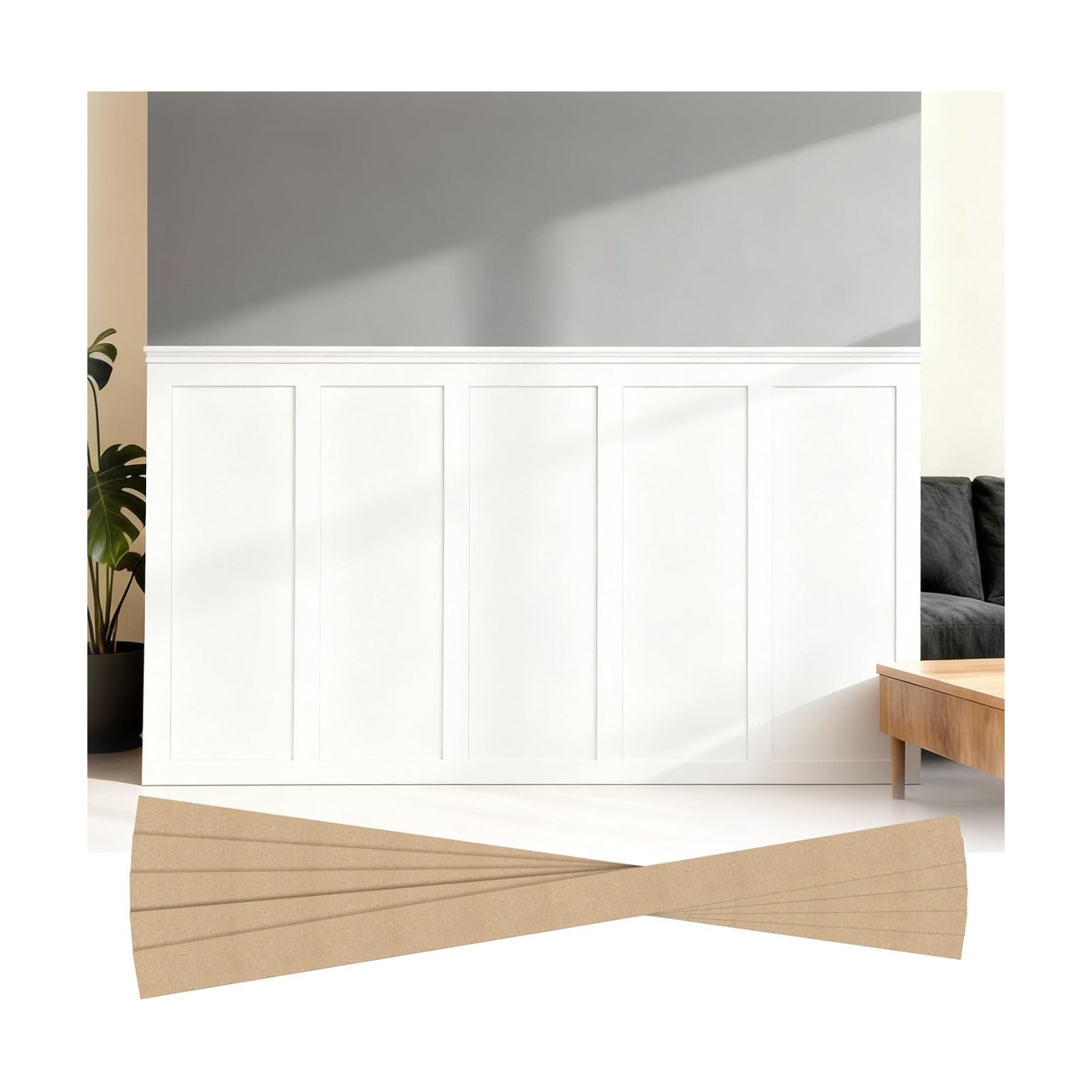 in Mdf Board and Batten Wall Panel Kit Premade Wainscoting Panels / 94.5 x 47.2 / Set of 2