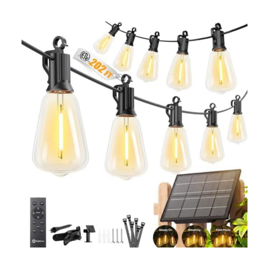Brightown 202FT Solar String Lights Outdoor Waterproof, 26Hrs Runtime