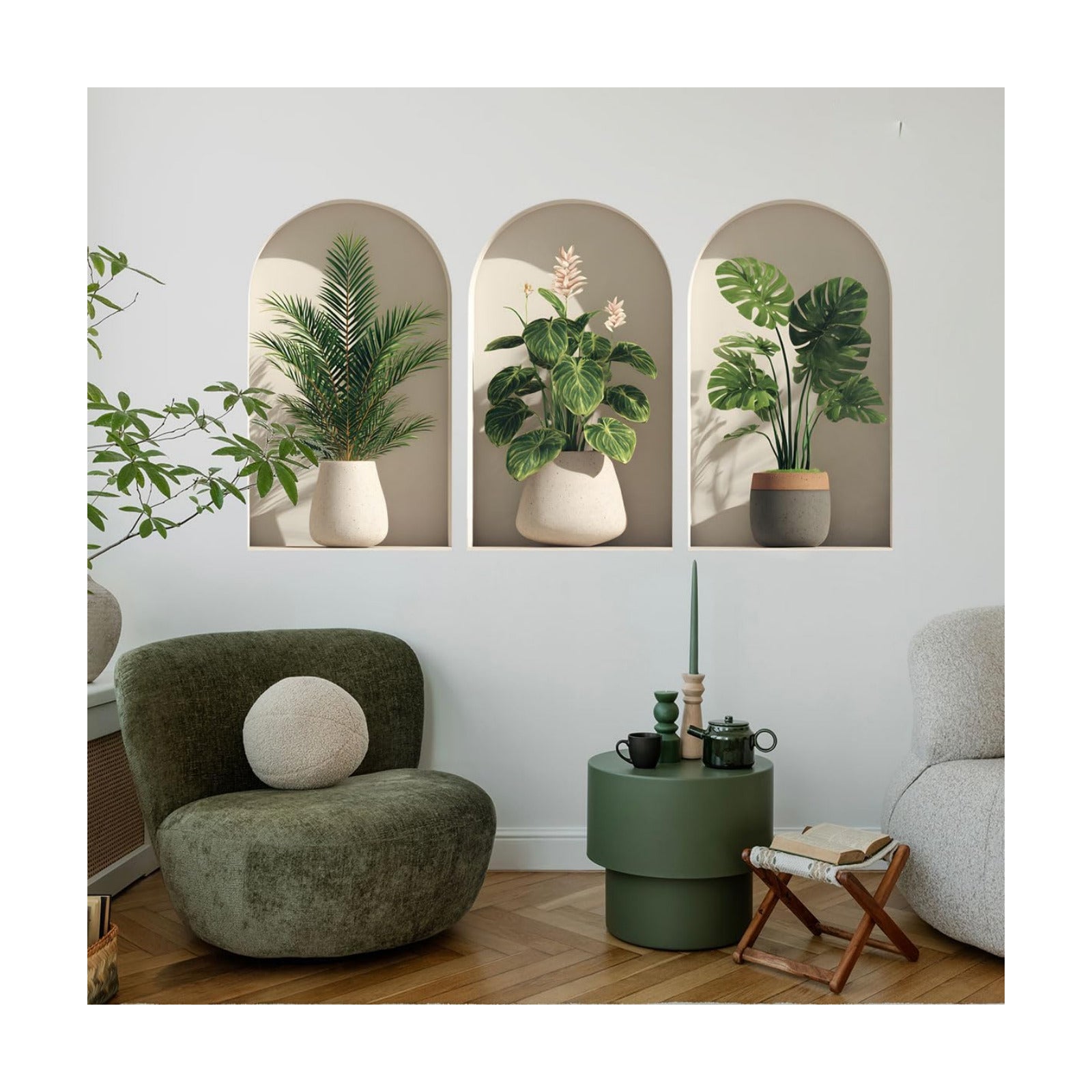 Plants Wall Decals / Potted Flower Decor 46 / Green