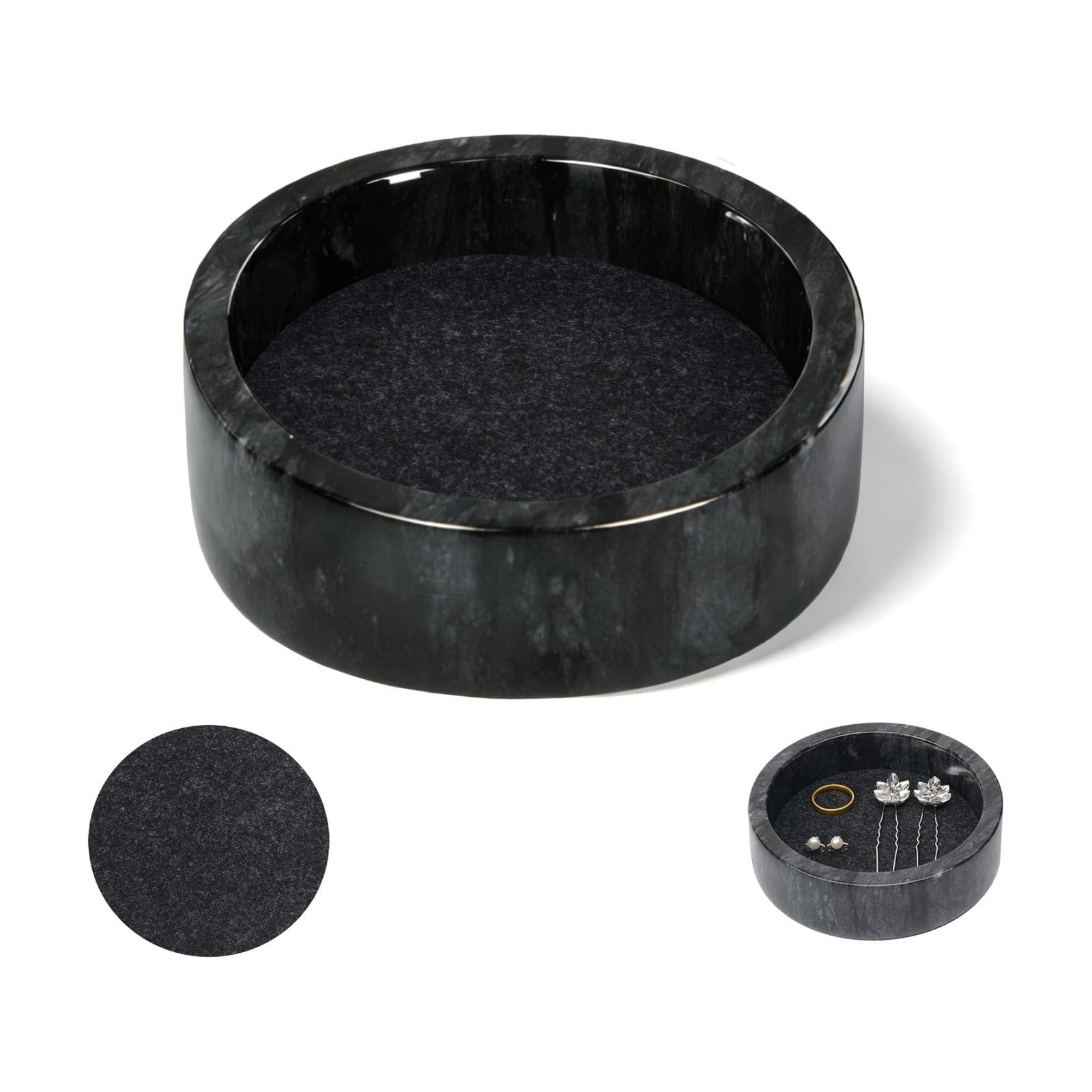 Small Round Marble Tray / Black / 4.8 Inch
