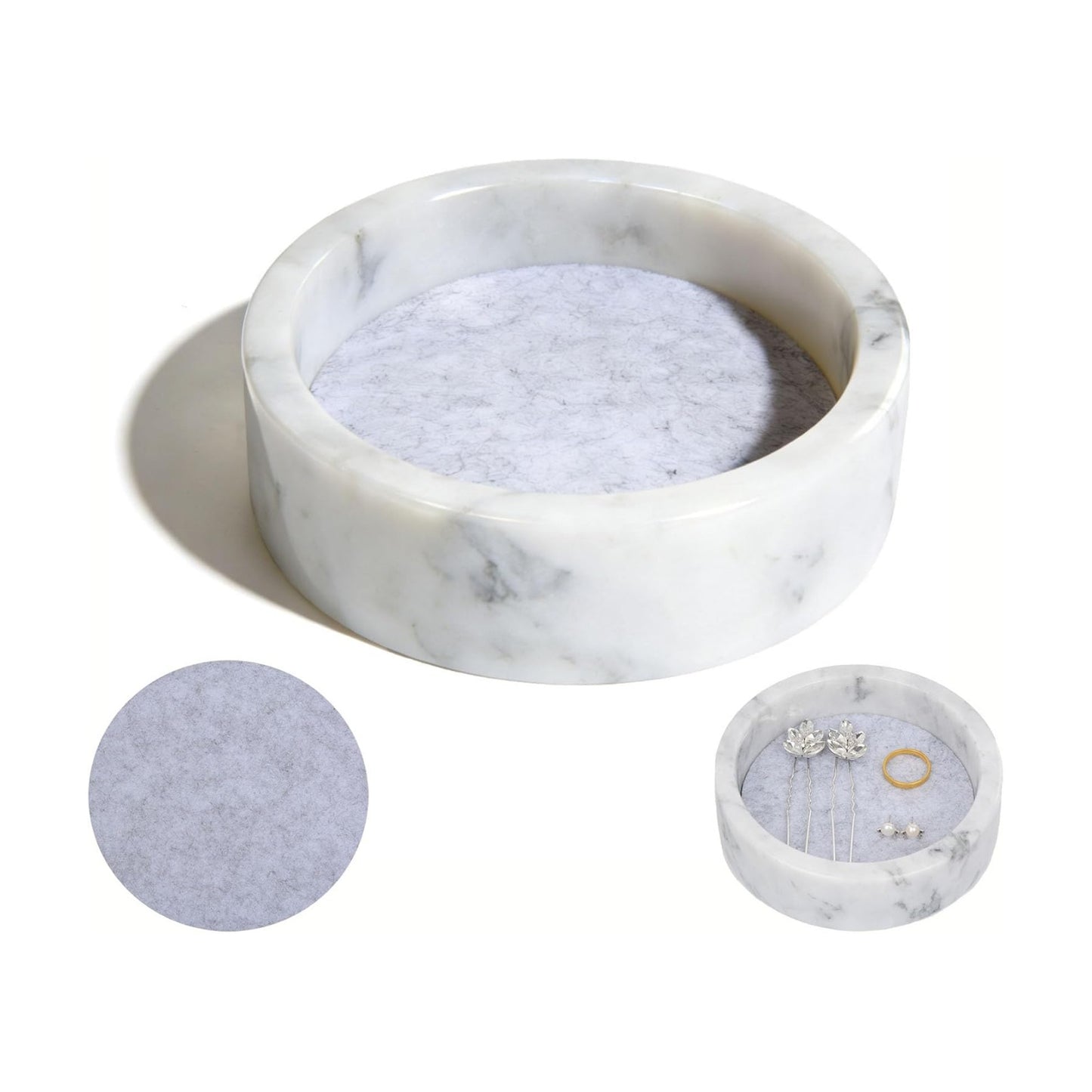 Small Round Marble Tray / White / 4.8 Inch