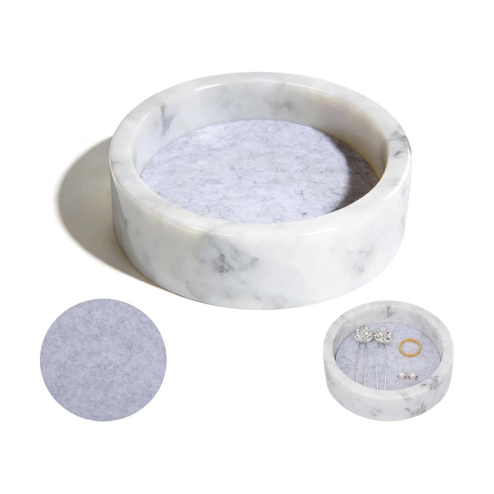 Small Round Marble Tray / White / 4.8 Inch