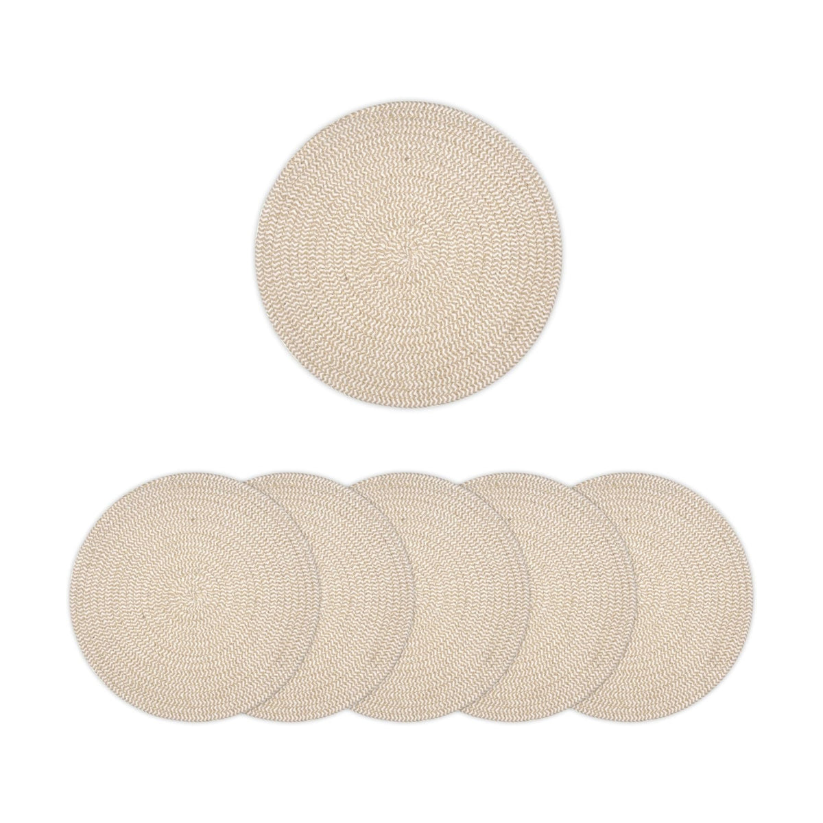 Encasa XO Dining Placemats, Cotton Round Table Mats 13" Beige & Off White Mix