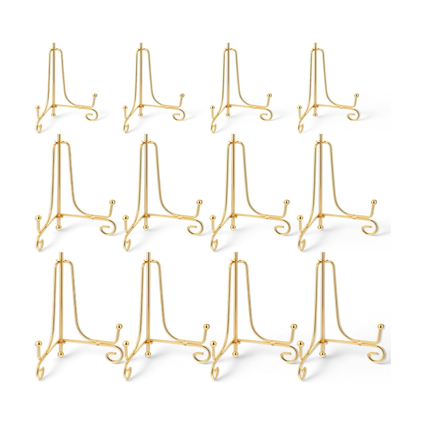 4" 6" 8" Decorative Metal Plate Holders Display Stand Easel / Gold / Set of 12