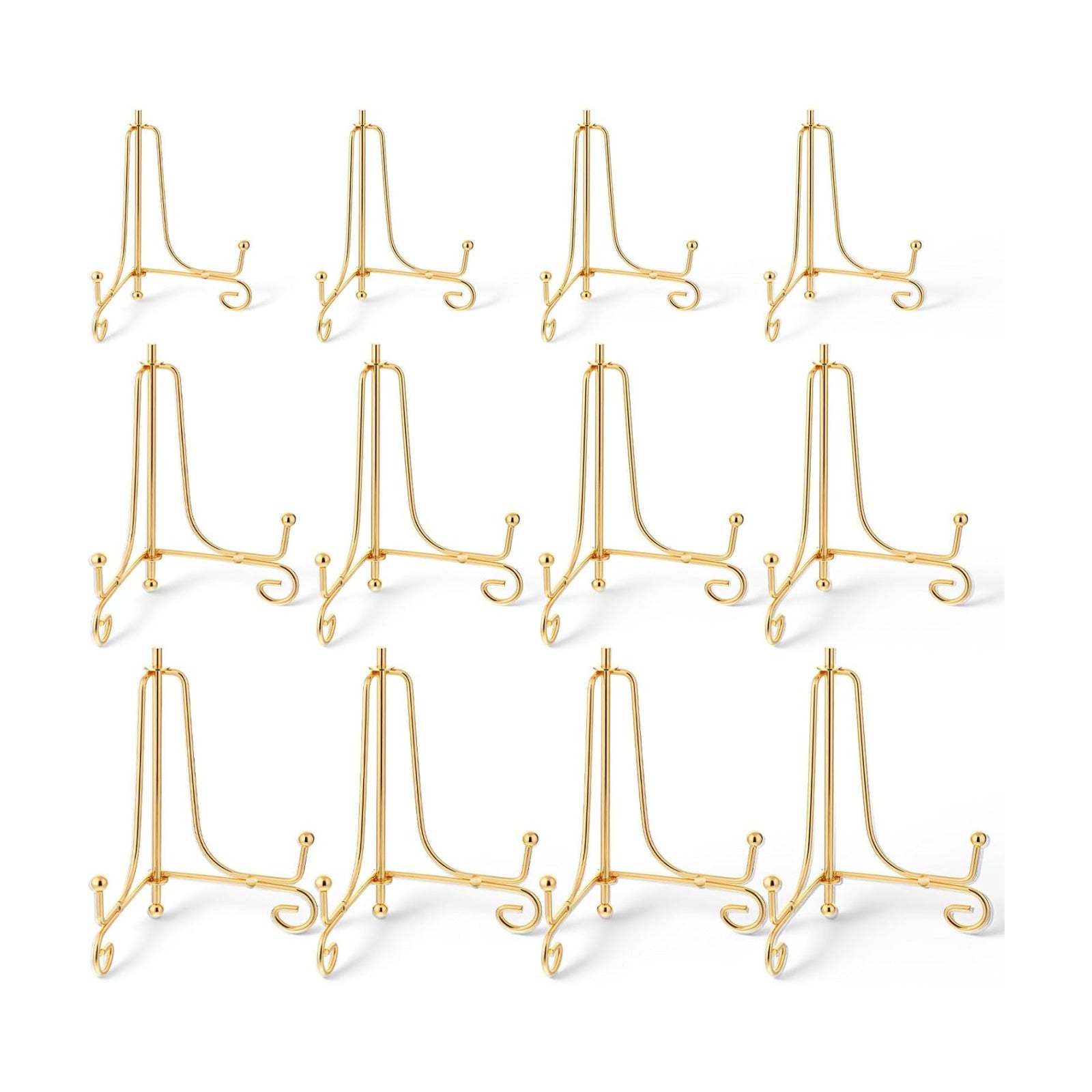 4" 6" 8" Decorative Metal Plate Holders Display Stand Easel / Gold / Set of 12