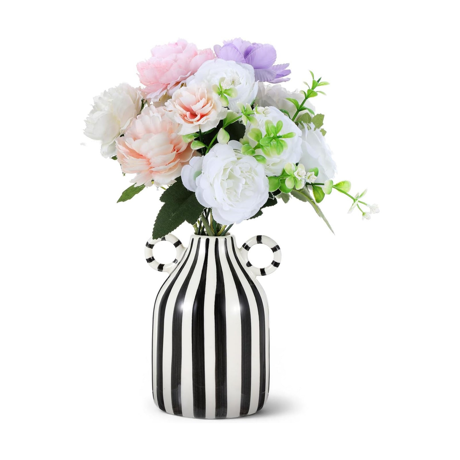 Small and White Ceramic Vase / Black