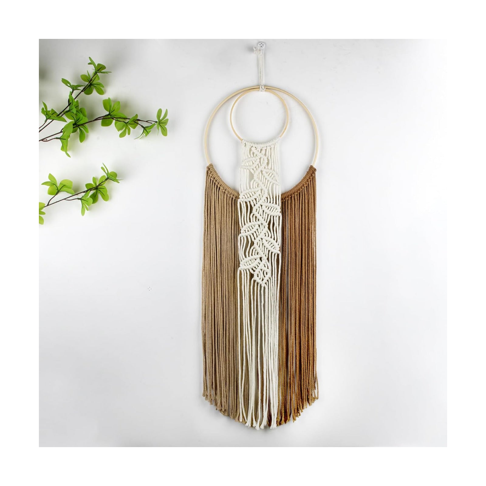 Macrame Wall Hanging Dream Catchers Leaf Pattern Macrame Wall Art Tan Color Dream / Brown Beige