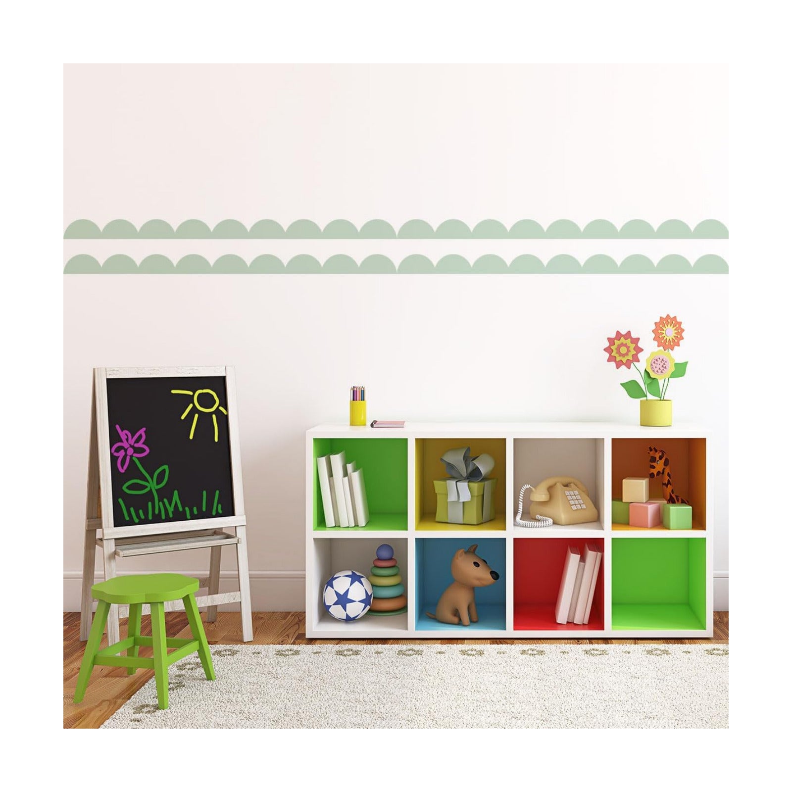 Scallop Border Wall Sticker / Light Green