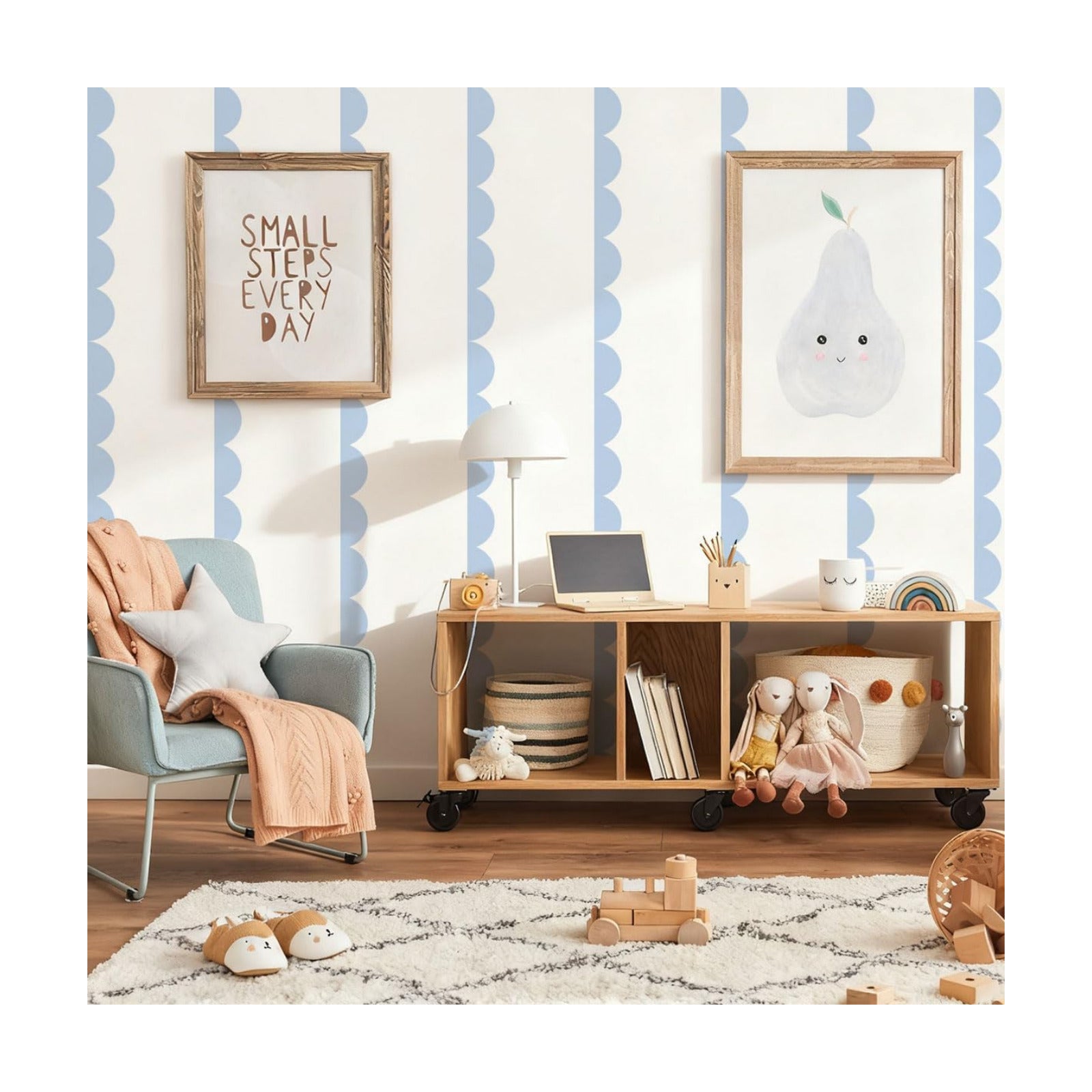 Scallop Border Wall Sticker / Blue