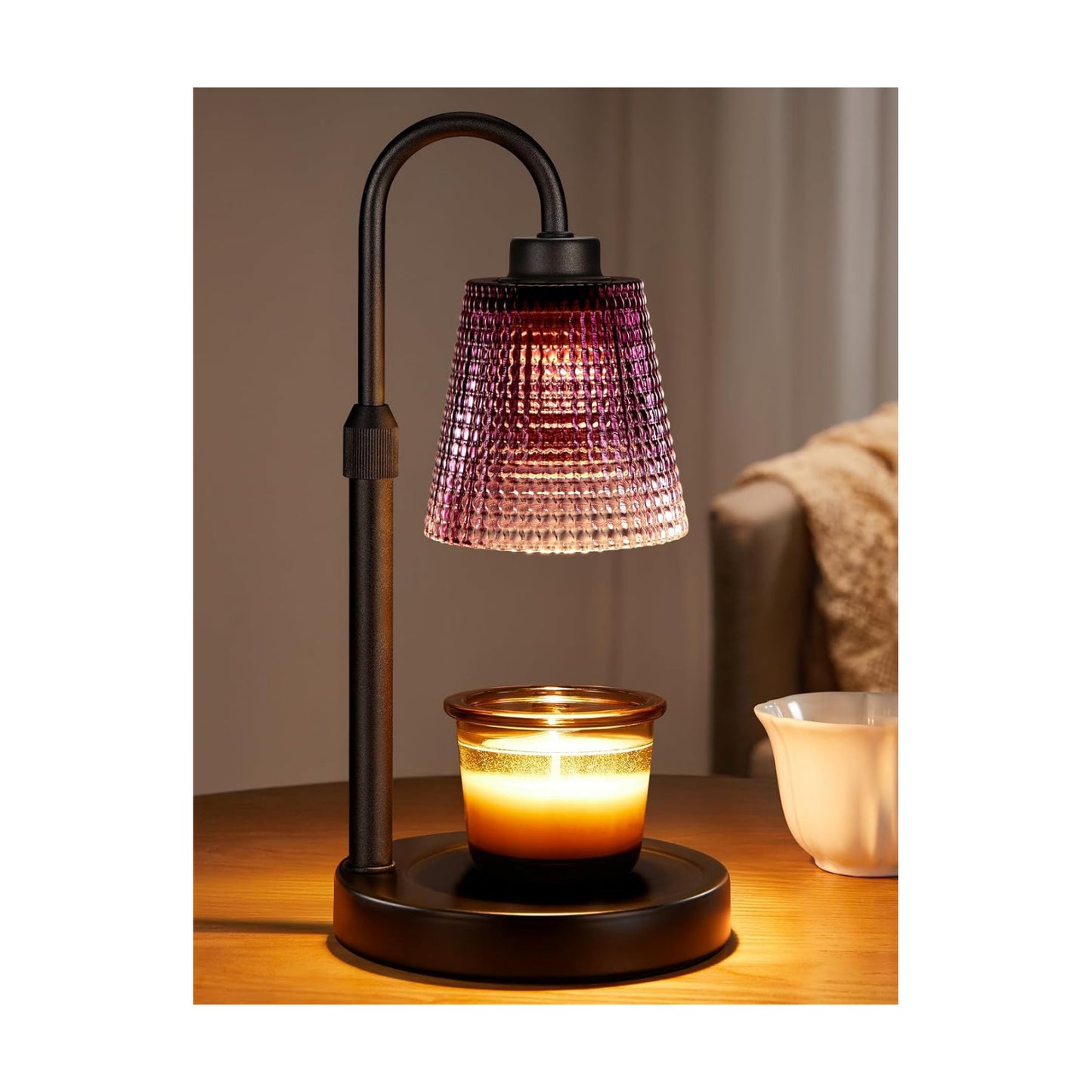 Innqoo Purple Candle Warmer Lamp with Timer, Dimmable Candle Warmer for Home Decor, Height Adjustable Candle Lamp for