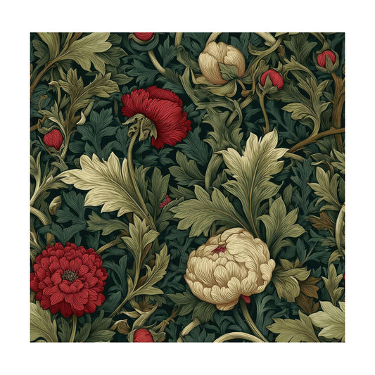 Peel and Stick Boho Art Woody Wallpaper Botanical Leaf Removable / 17.7 x 118.1 / Green/beige/red