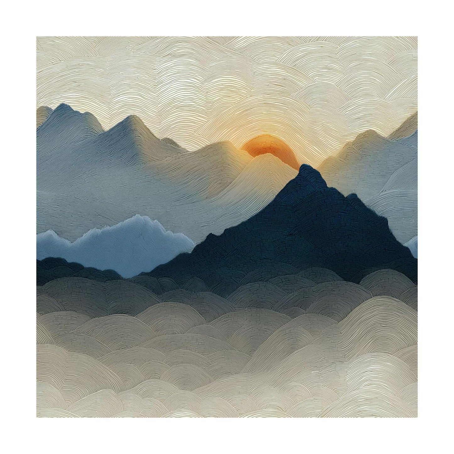 Peel and Stick Sun Art Wallpaper Nature Warm Woody Removable / 17.7 x 236.2 / Blue/white/red
