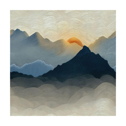 Peel and Stick Sun Art Wallpaper Nature Warm Woody Removable / 17.7 x 236.2 / Blue/white/red