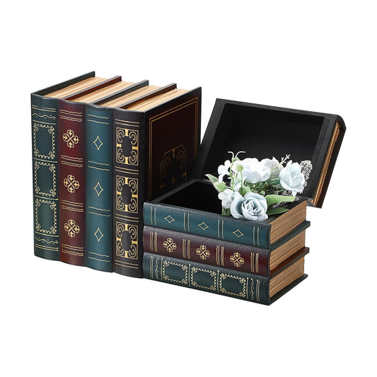 Faux Stacked Hollow Books / Green Bottom / Set of 2