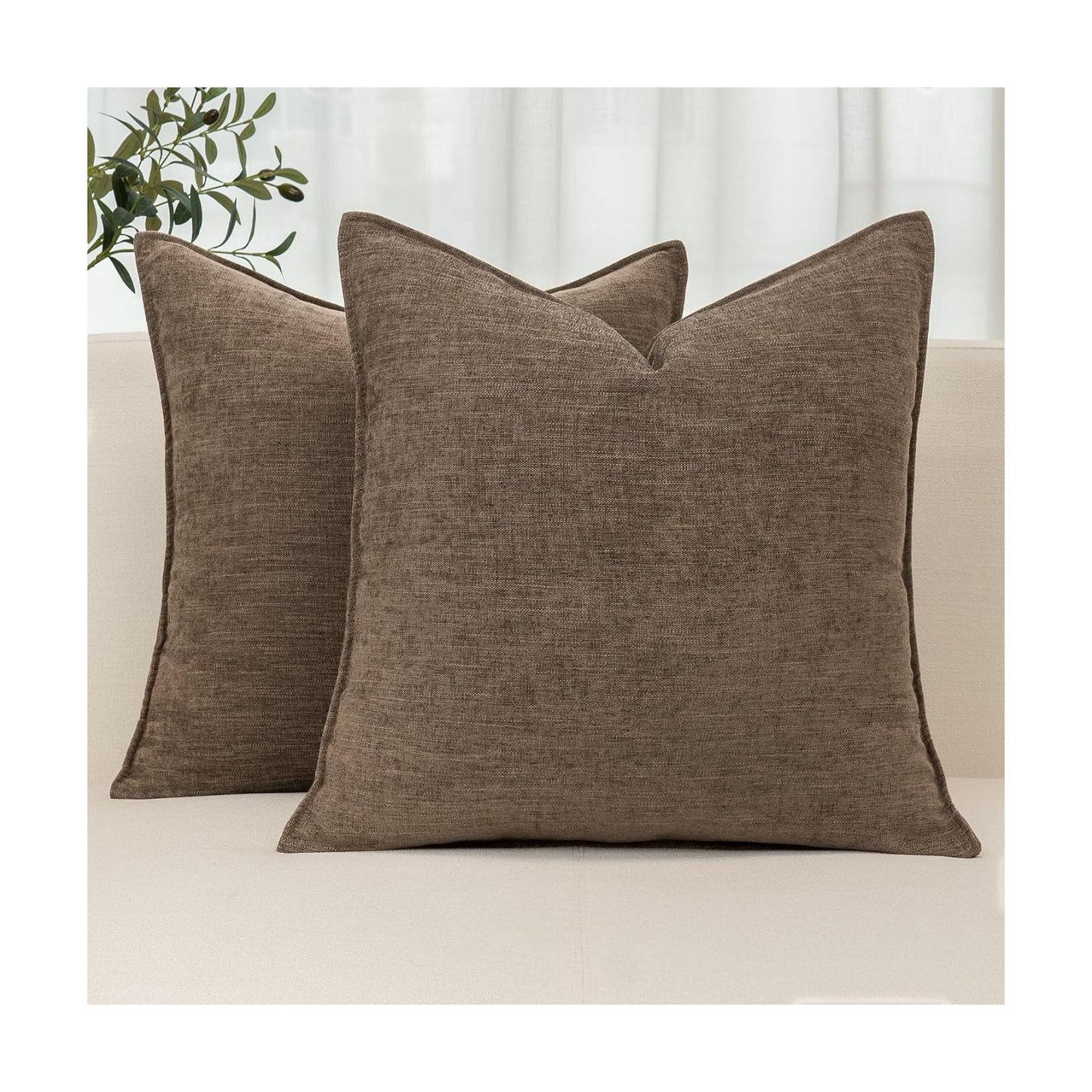 Farmhouse Decorative Pillow / Coffee Brown / 18 x 18 / Set of 2
