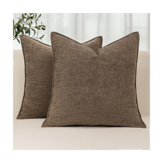 Farmhouse Decorative Pillow / Coffee Brown / 18 x 18 / Set of 2