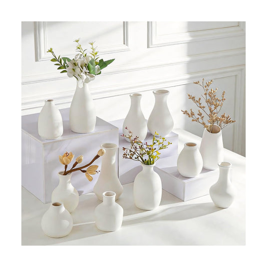 Small Ceramic Vase in Bulk / White Bud Vases / Set of 12