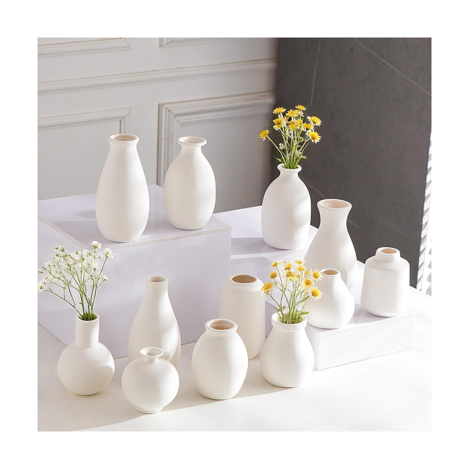 Small Ceramic Vase in Bulk / White Ceramic Vases / Set of 12